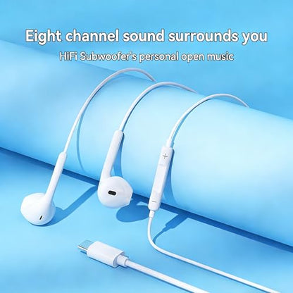 GAXIWILO 2PCS 2PC-USB-C Wired Earbuds Noise Cancellation Earphones for USB-C Devices