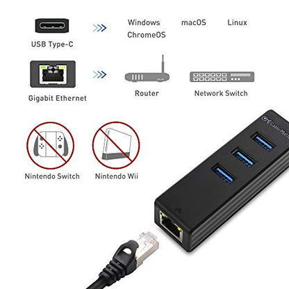 Cable Matters 4-in-1 USB C Hub Model 201020-BLK-N Ethernet Data Transfer 5Gbps