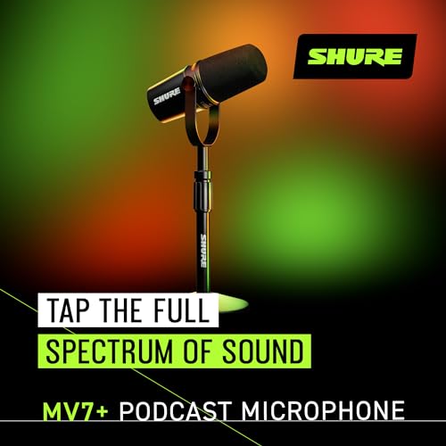 Shure MV7+-K-BNDL USB & XLR Dynamic Microphone, Unidirectional, 40dB Sensitivity, 65dB SNR, Frequency Response 50Hz, 1 Channel, For Personal Computer