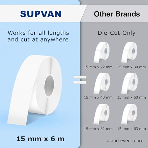 SUPVAN E10 Thermal Label Printer Monochrome 203 dpi - Lightweight Portable Labeling Device