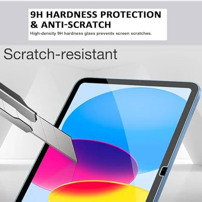 TiKeDa 10.9 Inch iPad 10th Gen A2696/A2757/A2777 HD Clarity Tempered Glass Screen Protector 9H Scratch Resistant
