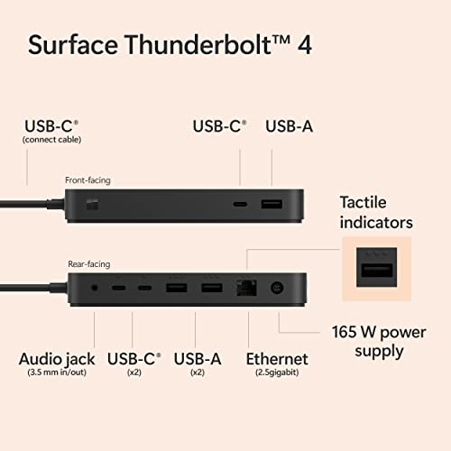 Microsoft 11"L x 4.4"W x 3.2"H Thunderbolt 4 Docking Station (Model T8H-00001)