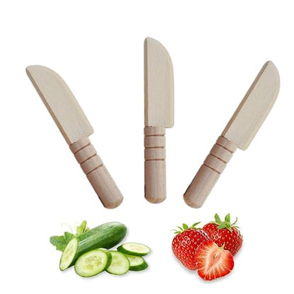 TDGBIH 3 Wooden Children's Knives Child-Safe Kitchen Tools for Food Preparation