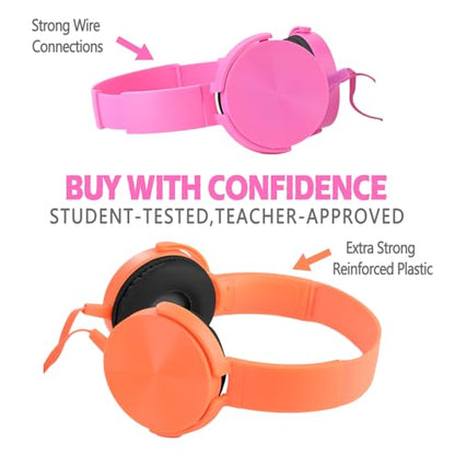 Wensdo HY450 Wired Headphones 2-Pack for Students, On-Ear Student Headset for Educational Use