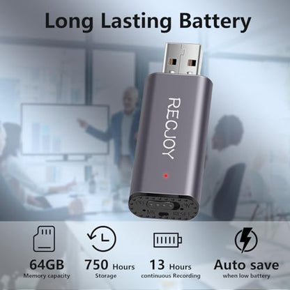 MayBest 64GB UL101 Digital Voice Recorder USB Interface Noise Cancellation