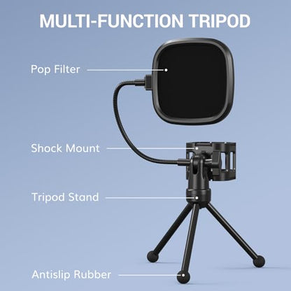 TONOR TC-777 USB Microphone with Stand and Pop Filter