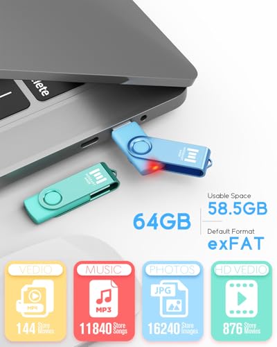 MOSDART 64GB USB 2.0 Flash Drive UD129-Colorful-64GB-2Pack