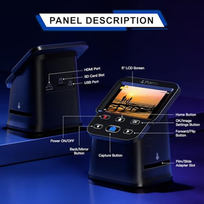 Portta 5.31" D x 5.31" W x 6.3" H Model NS10 22 Megapixels Film Scanner USB