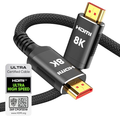 Snowkids 10 Feet HDMI 2.1 Cable 48Gbps 8K@60Hz Male-to-Male Braided Cable