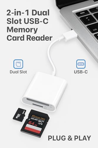 Generic USB-C Card Reader Model USB-C Dual Slot SD & MicroSD Reader Adapter for Devices Including IoS, MacOS and Android