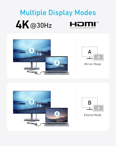 Anker 5-in-1 A8357 USB C Hub with HDMI, USB A 3.0 and 2.0 Ports, 90W Power Delivery, Aluminum Enclosure, Gray