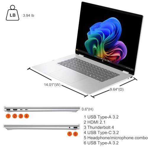 HP 16" 2880 x 1800 OLED Touchscreen Convertible Laptop 32GB DDR5 1TB SSD Intel Octa-Core Ultra 7 258V