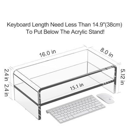 Egchi Clear Acrylic Dual Monitor Stand Riser YKL2 5.12 Inches High for Desktop