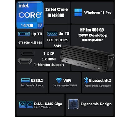 HP ProDesk SFF 400 G9 Intel i7-14700 16GB DDR5 1.5TB SSD Desktop Computer