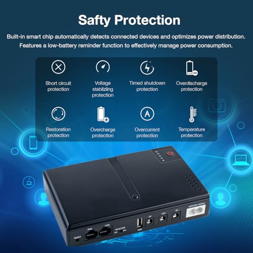 Hosyond Mini DC UPS Battery Backup Uninterruptible Power Supply 18W 5V/9V/12V/15V/24V