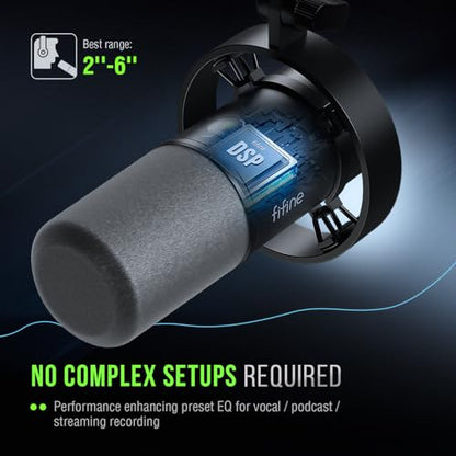FIFINE K688CT USB/XLR Dynamic Microphone, 80dB, Unidirectional, Table Array, Black
