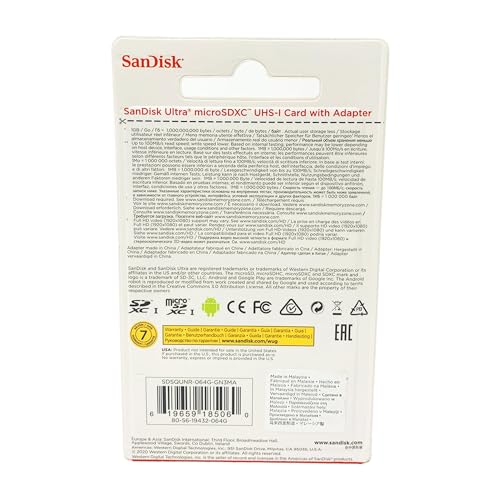 SanDisk 32GB SDSDQUAN-032G-G4A microSDHC Class 10 UHS-I Memory Card with SD Adapter