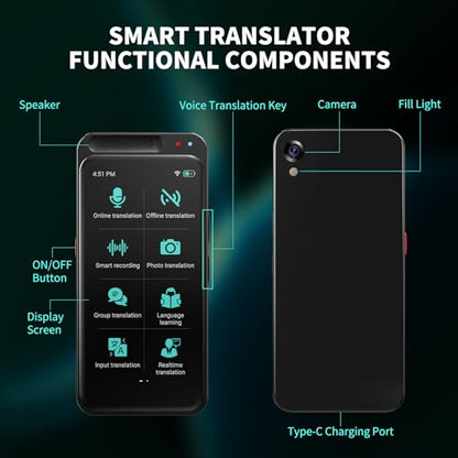 FLTIDUNDI Language Translator Device 5.71 x 3.46 x 1.57 inches 6.7 ounces Offline & Online Translation