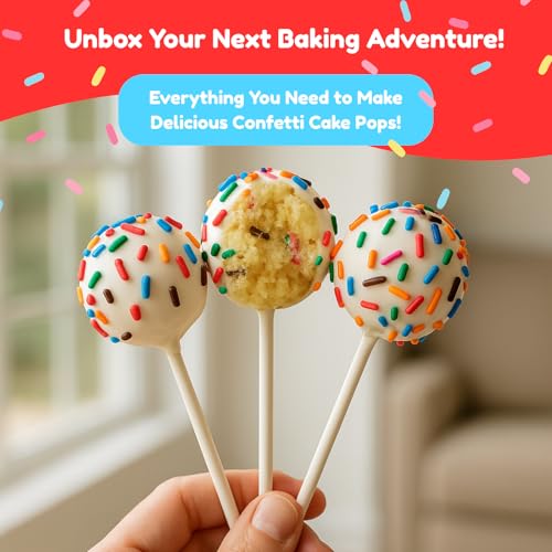 Little GF Chefs 12 Count Confetti Cake Pop Kit DIY Baking Supplies for Kids