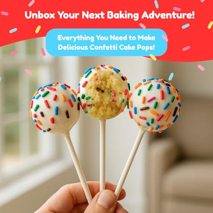 Little GF Chefs 12 Count Confetti Cake Pop Kit DIY Baking Supplies for Kids