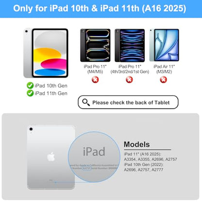 Jibrealg Wireless Keyboard Case for iPad 10th Generation & 11th Generation, Bluetooth Connectivity, Multi-Functional, Backlit, Ultra-Slim Design, QWERTY Layout