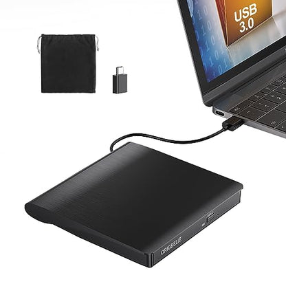 ORIGBELIE Portable External CD/DVD Drive BT524 USB 3.0 24x CD 8x DVD