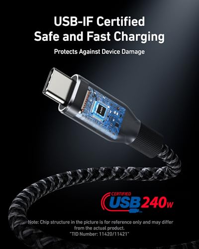 Anker 6 Feet A88E2 USB Type C Male-to-Male Cable 480 Mbps Data Transfer 240W Power Delivery USB-IF Compliant