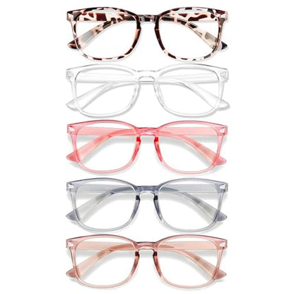 WINTOO 5 Count WTBL012 99% Blue Light Blocking Full Rim Square Glasses