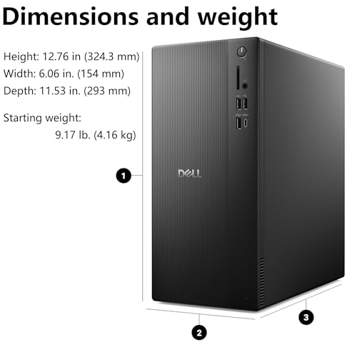 Dell 12.76in Computer Tower ECT Windows 11 Pro 16GB DDR5 1TB PCIe Intel i3-14100