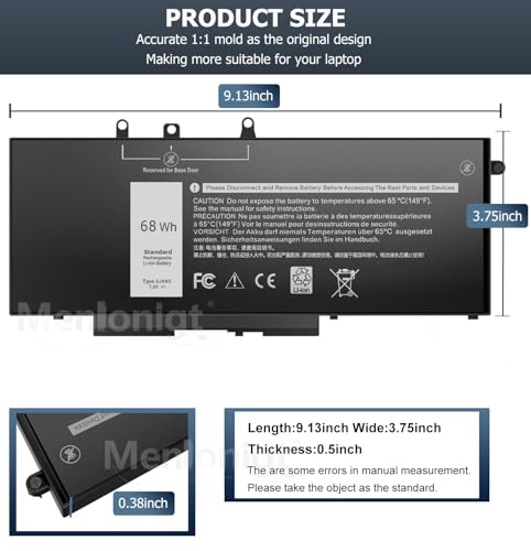 Menlonigt 68Wh GJKNX Laptop Battery 7.6V Compatible with Dell Latitude and Precision Series
