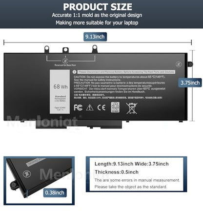 Menlonigt 68Wh GJKNX Laptop Battery 7.6V Compatible with Dell Latitude and Precision Series