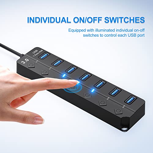 ONFINIO 7-Port USB Hub 3.0 Splitter Compatible with Windows and Mac