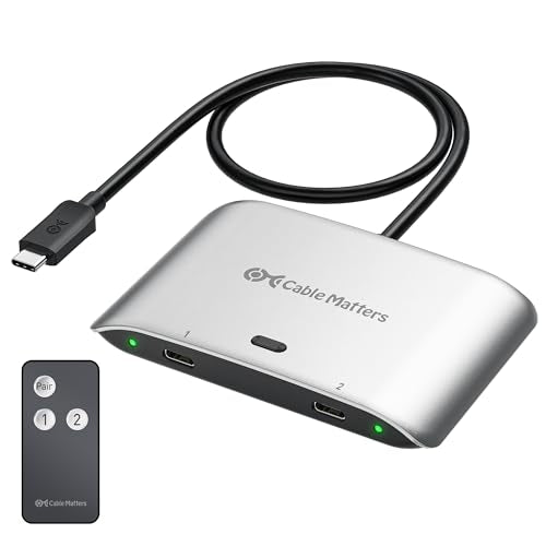 Cable Matters 201352 USB4 Switch with Thunderbolt 4 Support, 20Gbps Data Transfer, 8K@30Hz Resolution, 140W Power Delivery, 3 Ports, Silver