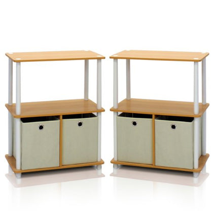 Furinno 3-Tier Multipurpose Storage Rack Shelving Unit 2-99152BE Beech/White Indoor Bookcase Display