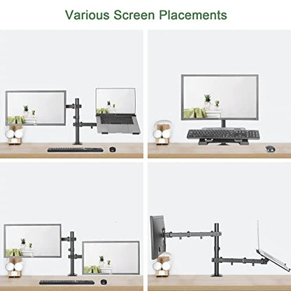UPGRAVITY 13-27 Inch Laptop and Monitor Mount, 17.6lbs Capacity, Adjustable Gimbal Tabletop Stand, VESA 75/100mm