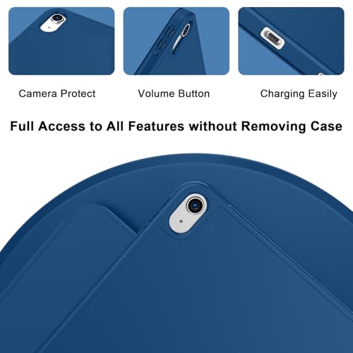 ToaPoia Case for iPad A16 11-inch 2025 Model A3354/A3355/A3356, iPad 10th Gen 10.9-inch 2022 Model A2696/A2757/A2777, Lightweight Soft TPU Case, Auto Sleep/Wake, Multi-Angle Viewing, Navy Blue
