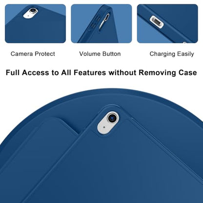 ToaPoia Case for iPad A16 11-inch 2025 Model A3354/A3355/A3356, iPad 10th Gen 10.9-inch 2022 Model A2696/A2757/A2777, Lightweight Soft TPU Case, Auto Sleep/Wake, Multi-Angle Viewing, Navy Blue