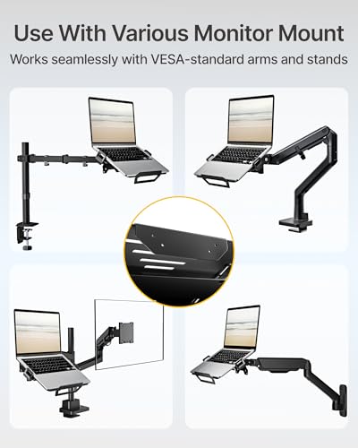 monTEK 12-18 Inch Laptop Tray - Heavy-Duty Steel Wall and Desk Mount, VESA 75x75/100x100