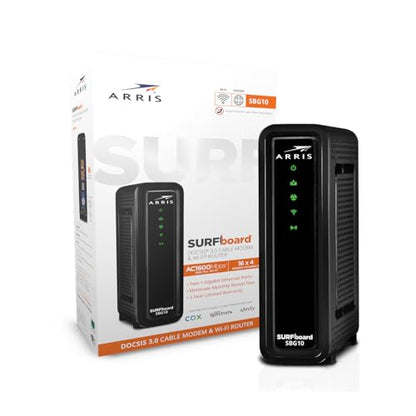 ARRIS SBG10 Cable Modem Router Combo DOCSIS 3.0 16 x 4 Gigabit & AC1600 WiFi