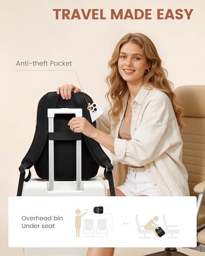 LOVEVOOK 15.6" Black Laptop Backpack - Classic Design - 4 Compartments - 16 Pockets - Water Resistant - Suitable for College/University