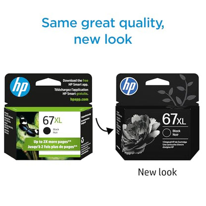 HP 67XL Black Ink Cartridge | High Yield | 240 Pages | Compatible with Select HP Printers