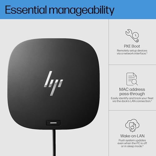 HP 4.8" x 4.8" 26D32AA#ABL USB Hub 12 Ports 6 USB Type-C HDMI 1 HDMI 45W 10-20V