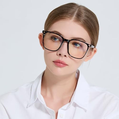 MACJERO Oversized Square Blue Light Blocking Glasses TR20256C10 - 54mm Lens Width, Full Rim, TR90 Frame, Plastic Lens, UV Protection