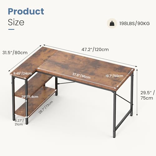 DUMOS 47 Inch DU-2JL-RT Computer Desk Polished Brown
