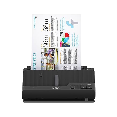 Epson Compact Desktop Document Scanner ES-C220 300 DPI USB 10 Watts 24-Bit Color Depth Document Scanner