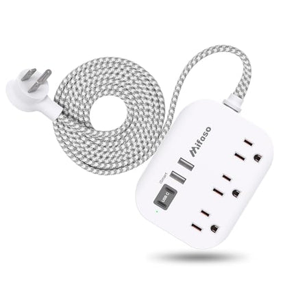 Mifaso 5Ft Power Strip TH8056 with 3 AC Outlets and 4 USB Ports