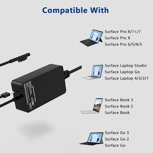 Ruilezyo 65W KT60W200225B3 USB Charger for Microsoft Surface Devices