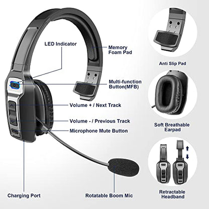 Sarevile KH-23 Black On Ear Bluetooth Headset with Voice Control, Bluetooth 5.2, 60-Hour Battery Life, Dynamic Driver