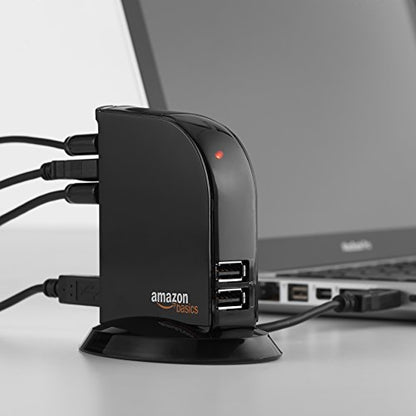 Amazon Basics 7-Port USB 2.0 Hub Tower, Model HU2W70E1, Black