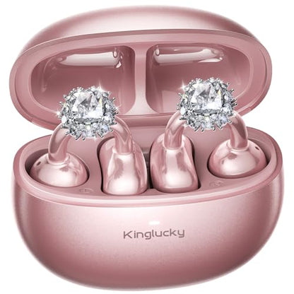 Kinglucky Clip-On Open Ear Earbuds A8 Bluetooth 5.4 Wireless 40 Hours Playtime
